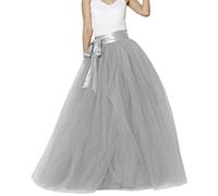 EllieHouse Women's Long Tutu Tulle Skirt PC05 - Grey -