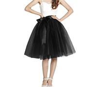 EllieHouse Womens Short Tutu Tulle Skirt with Sash PC06, Black, M