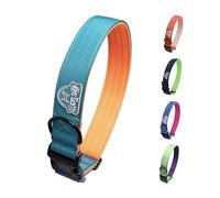 Ellieps Shop Heavy Duty Dog Collar - 1inch / 1.5inch Wide Premium Nylon Collar with Soft Neoprene Padding, Dual Colors, Adjustable, for Small, Medium and Large Breeds (Marine Blue/Orange, L)