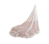EllieWely Cathedral Length 1 Tier Lace Wedding Bridal Veil F13, Ivory, 3M*3M (118 inch)