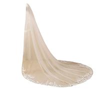 EllieWely Long 1 Tier Lace Wedding Bridal Veil With Metal Comb F10, Ivory, Cathedral length 118"
