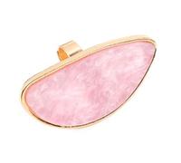 ellifam Big Ring Teardrop Acrylic | Pearl Palette Ring Adjustable Flat Jewelry for Women in Pink and White Pearl Accents, Irregular Geometric, Minimalist, Romantic, Statement Ring, Metal, No Gemstone