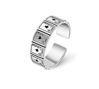 ellifam Poker Ring | Adjustable Ring with Ace of Spades Playing Card Design - Gothic Jewelry for Poker Games and Casino Parties, Playing Card, biker ring, y2k ring, Gambler