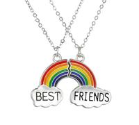 ellifam Rainbow Couple Necklace | Friendship, Kidcore, Y2K, Matching Necklace, BFF Forever Pendant, Gift For Her Him, Colorful Necklace, Best Friends Gift, Cute, Clouds Necklace