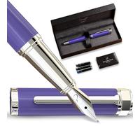 Ellington Pens Luxury Fountain Pen Set- Fountain Pens for Writing - Smooth Nib - Includes Refillable Ink Converter, 3 Ink Cartridges [2 Black & 1 Blue], Gift Box - Elegant Calligraphy