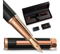 Ellington Pens Luxury Fountain Pen Set- Fountain Pens for Writing - Smooth Nib - Includes Refillable Ink Converter, 3 Ink Cartridges [2 Black & 1