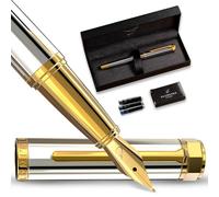 Ellington Pens Luxury Fountain Pen Set- Fountain Pens for Writing - Smooth Nib - Includes Refillable Ink Converter, 3 Ink Cartridges [2 Black & 1 Blue], Gift Box - Elegant Calligraphy