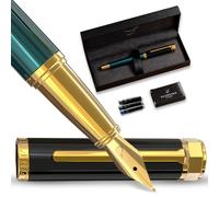 Ellington Pens Luxury Fountain Pen Set- Fountain Pens for Writing - Smooth Nib - Includes Refillable Ink Converter, 3 Ink Cartridges [2 Black & 1 Blue], Gift Box - Elegant Calligraphy