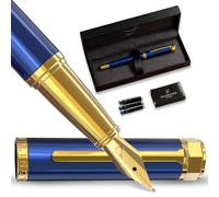 Ellington Pens Luxury Fountain Pen Set- Fountain Pens for Writing - Smooth Nib - Includes Refillable Ink Converter, 3 Ink Cartridges [2 Black & 1 Blue], Gift Box - Elegant Calligraphy