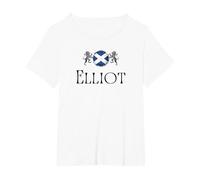 Elliot Clan Scottish Family Name Scotland Heraldry T-Shirt, Women's Plus, White, 1X