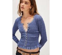 Elliot Smocked Solid Top at Free People in Blue Topaz, Size: XS - female