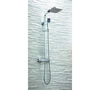 Elliot Square Thermostatic Shower System Slide Rail Kit with RainShower Head