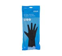 Elliott Heavy Duty Household and Maintenance Rubber Gloves, large Size Gloves with breathable flock Lining and non-slip grip, One pair of Black Gloves