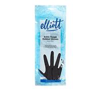 Elliott Heavy Duty Household and Maintenance Rubber Gloves, Medium Size Gloves with breathable flock Lining and non-slip grip, One pair of Black Gloves