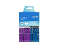 Elliott Plastic Pegs with Metal Spring, Assorted Colours, 36 Pack, Everyday Laundry Essential, Multi-colour Pack
