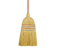 Elliott Traditional Wooden Straw Corn Broom - Heavy Duty for Indoor or Outdoor Cleaning in all Weather Conditions, Use Wet, Dry or with Chemicals, Wide Sweeping Area, Brown