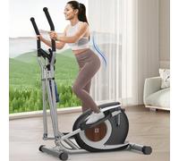 Elliptical Cross Trainer For Home Gym,16 Level Resistance Magnetic Elliptical Machine, Ultra-Quiet Compact Cross Trainer with LCD Display, Device Holder, Pulse Sensors, 120KG Weight Capacity (Sliver)