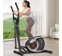 Elliptical Cross Trainer For Home Gym,16 Level Resistance Magnetic Elliptical Machine, Ultra-Quiet Compact Cross Trainer with LCD Display, App Compatible, Pulse Sensors, 120KG Load Capacity, Black
