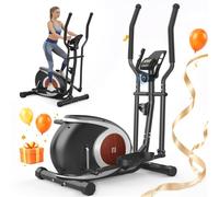 Elliptical Cross Trainer For Home Gym,16 Level Resistance Magnetic Elliptical Machine, Ultra-Quiet Compact Cross Trainer with LCD Display, Pulse Sensors, Device Holder, 120KG Weight Capacity