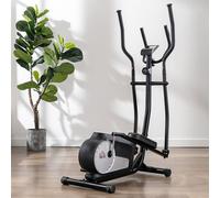 Elliptical Cross Trainer with Resistance, Monitor, Wheels HOMCOM Black Standard