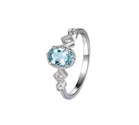 Elliptical Sea Blue Zircon Diamond Broken Diamond Open Ring, Copper Cold and Simple Ring, Light Luxury Charm Jewelry, Suitable for Commuting Women, Date Dressing, Light Mature Girls and Gift givers