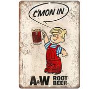 Ellis A&W Root Beer Dennis The Menace Metal Sign Retro Tin For Store Man Cave Bar Home Decoration Garage