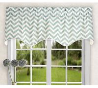 Ellis Curtain Reston Chevron Stripe Lined Scallop Valance, 50" x 17", Spa