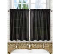 Ellis Curtain Stacey Sheer Tailored Tier Pair Curtains, 56" x 36", Black