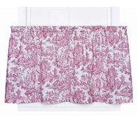 Victoria Park Toile 68-Inch-by-36 Inch Tailored Tier Curtains, Red