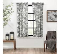 Ellis Curtain Victoria Park Toile 68-Inch-by-54 Inch Tailored Panel Pair with Tiebacks, Black