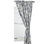 Ellis Curtain Victoria Park Toile 68-Inch-by-54 Inch Tailored Panel Pair with Tiebacks, Blue