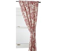 Ellis Curtain Victoria Park Toile 68-Inch-by-72 Inch Tailored Panel Pair with Tiebacks, Red