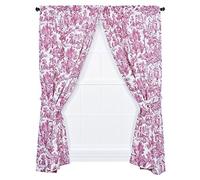 Ellis Curtain Victoria Park Toile 68-Inch-by-84 Inch Tailored Panel Pair with Tiebacks, Red