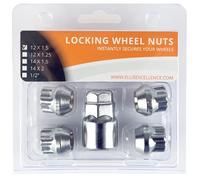 Ellis Excellence Set of 4 Open-Ended Alloy Wheel Locking Nuts, M12 x 1.5