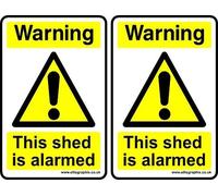 Ellis Graphix 2 x Self Adhesive Warning this Shed is Alarmed Sign, Warning Sign 100 x 150 mm