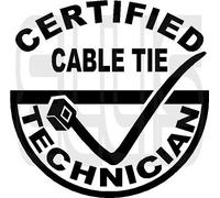 Ellis Graphix CERTIFIED CABLE TIE TECHNICIAN Sticker Decal Euro JDM DUB Funny Vinyl Decal Bumper Window Laptop Drift (Black)
