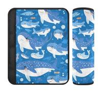 ElliTarr 2 Pack Seatbelt Covers Seat Belt Cover Pad for Adults Boys Girls Car Seat Strap Covers Pads Cushion Universal Shoulder Strap Pad Protector 6.5 Inch Bubble Whale Sharks Blue