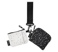 ElliTarr Dual Pouch Wristlet for Women Coin Purse Small Wallet with Zipper Portable Change Purse Mini Coin Pouch Holder Purple Plaid, Stars, Fashion