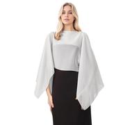 Ellives Women Chiffon Cape Shawls - Lightweight and Soft Cape Shawl Poncho for Women, Suitable for Weddings, Balls, Parties, and Many Other Occasions Grey