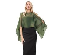 Ellives Women Chiffon Cape Shawls - Lightweight and Soft Cape Shawl Poncho for Women, Suitable for Weddings, Balls, Parties, and Many Other Occasions Green