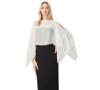 Ellives Women Chiffon Cape Shawls - Lightweight and Soft Cape Shawl Poncho for Women, Suitable for Weddings, Balls, Parties, and Many Other Occasions White
