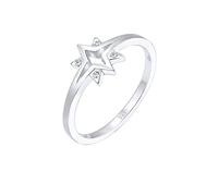 ElliWomen's 925 Sterling Silver Xilion Cut Crystal Star Ring, Size Q