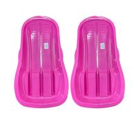 Ellman 2 x Heavy Duty Pink Plastic Sledges for Adults & Kids - Large Snow Sledge with Rope, Durable Adult Sledges for Snow, Strong Winter Toboggan Set
