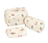 [Ellniges] 3-Piece Quilted Makeup Bag Set Soft Padded Cosmetic Organiser | Three versatile sizes; Soft diamond-quilted padding; Smooth zipper closure; Lightweight travel organiser