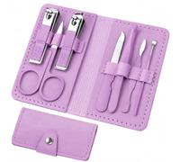 [Ellniges] 7-Piece Stainless Mens Nail Grooming Travel Kit | 7-piece grooming kit; Durable stainless steel tools; Compact PU leather snap case; Portable travel organiser