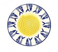 [Ellniges] Ceramic Garlic Grater Blue Fish Pattern Food Grinding Tool