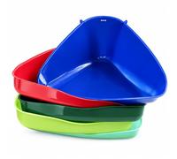 [Ellniges]Corner Litter Tray for Guinea Pigs & Small Pets red large | Durable plastic corner toilet pan with high splash walls and rear hooks to fit wire small animal pet cages seamlessly.