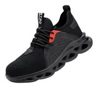 Ellniges]Men's Safety Work Boots【Anti Puncture & Slip Proof】 Breathable Knit Steel Toe Lightweight Industrial Shoes for Warehouse Construction -Day Wear