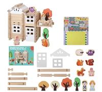 Ellniges]Stacking Blocks, Wooden Blocks for Ages 4-8, Colorful Wooden Stacking Toys Safe Fun - Baby Travel Toys to Develop Cognitive Skills, Family, Friends