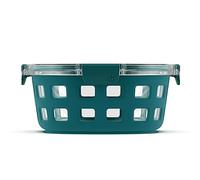 Ello 153-0841-039-6 DuraGlass Rounds Glass Food Storage Containers-Meal Prep Bowls with Silicone Sleeve and Airtight Lids, 7 Cup, Teal
